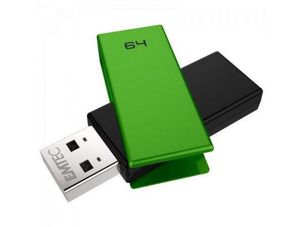 EMTEC Brick USB 2.0 muisti, 64GB, Vihreä/musta